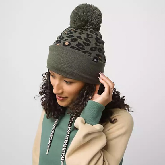 Vans Accessories - NWT Vans Leopard Olive Pom Beanie Hat